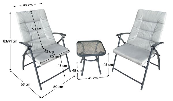 KONDELA Vrtna garnitura 1+2, siva/temno siva, MUSON