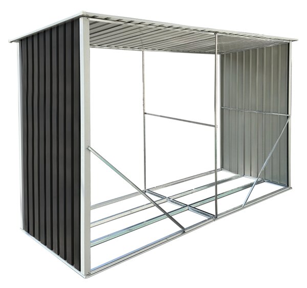 KONDELA Lopa za drva, antracit/bela, 302x121,5x191 cm, DARYL TYP 3