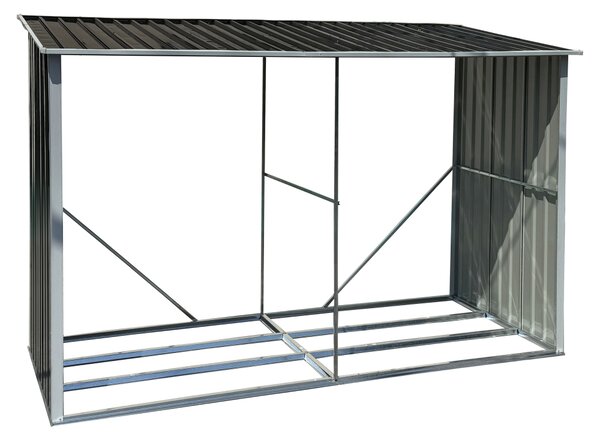 KONDELA Lopa za drva, antracit/bela, 302x121,5x191 cm, DARYL TYP 3