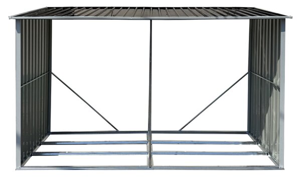 KONDELA Lopa za drva, antracit/bela, 302x121,5x191 cm, DARYL TYP 3