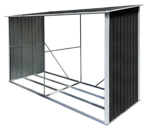 KONDELA Lopa za drva, antracit/bela, 302x121,5x191 cm, DARYL TYP 3