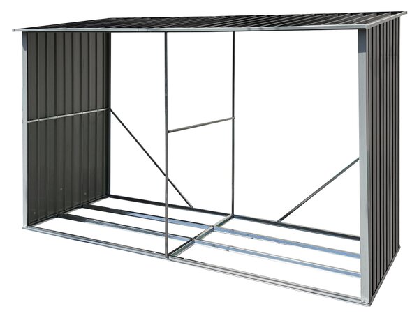 KONDELA Lopa za drva, antracit/bela, 302x121,5x191 cm, DARYL TYP 3