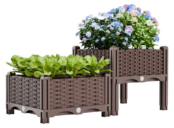 KONDELA Dvojni cvetlični lonec, rjava, UTLAN