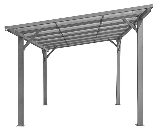 Nadstrešek za avto Andy (Zunanje dimenzije vključno s strešnim previsom (Š x G): 498 x 294 cm, Enojni nadstrešek za avto)