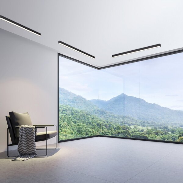 PURE LED stropna svetilka Lines, 110 cm, antracit, CCT, daljinski upravljalnik, zatemnjen, Črna, Dnevna soba / jedilnica, Kovina, Sodobni