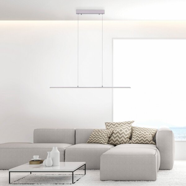 PURE LED viseča luč Lite, srebrna, 100 cm, CCT, možnost zatemnitve, zatemnjen, Siva, Dnevna soba / jedilnica, Aluminij, Sodobni