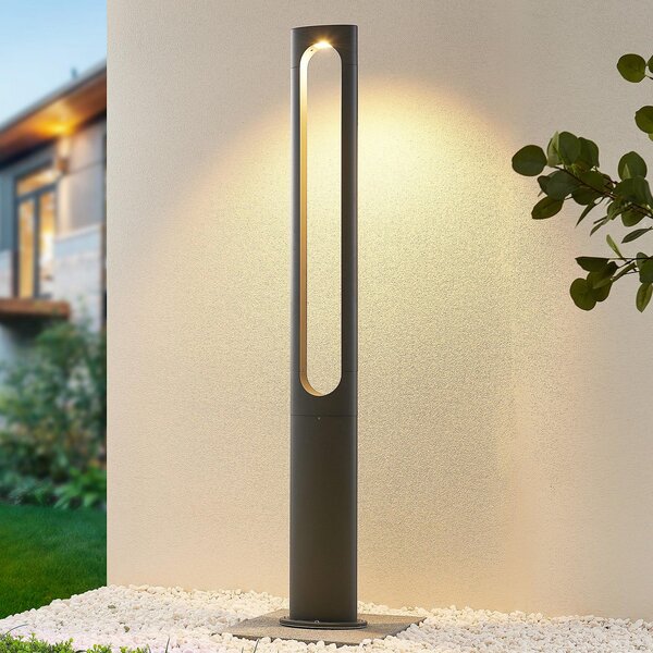 Lucande Dovino LED svetilka na drogu, 150 cm, Črna, Aluminij, Sodobni