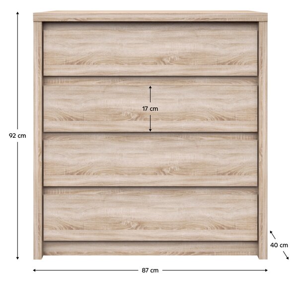 KONDELA Komoda 4S, hrast sonoma, NORTY TYP 21