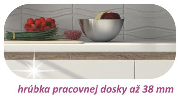 KONDELA Spodnja omara D 80, bela v visokem sijaju/hrast Sonoma, LINE