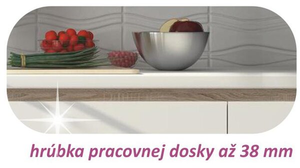 KONDELA Spodnja omara D 80 3, bela v visokem sijaju/hrast Sonoma, LINE