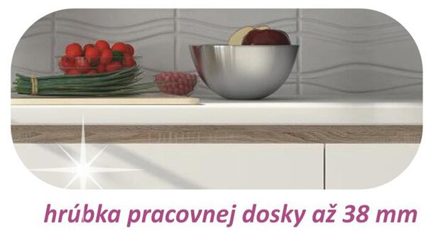 KONDELA Spodnja omara D 60, bela v visokem sijaju/hrast Sonoma, LINE