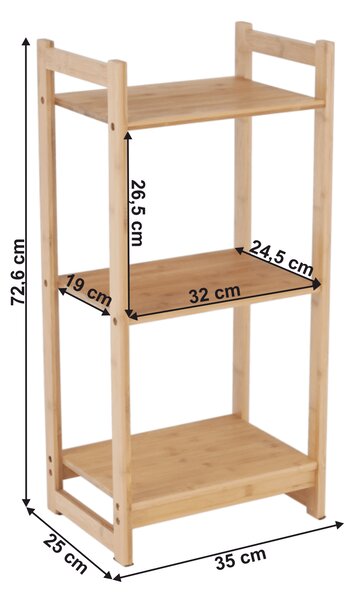 KONDELA Stojalo s tremi policami, naravni bambus, IMPEROR TIP 1