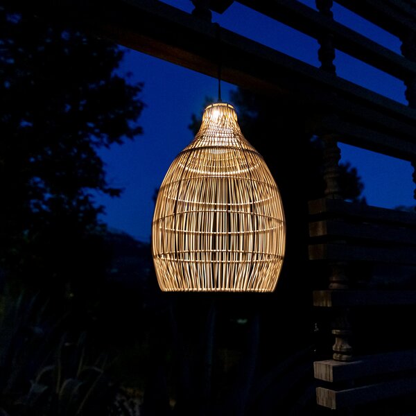 Lumisky LED-sončna viseča svetilka HOLIDAY, premer 29 cm, bež/črna, iz plastike, Bež, Plastika