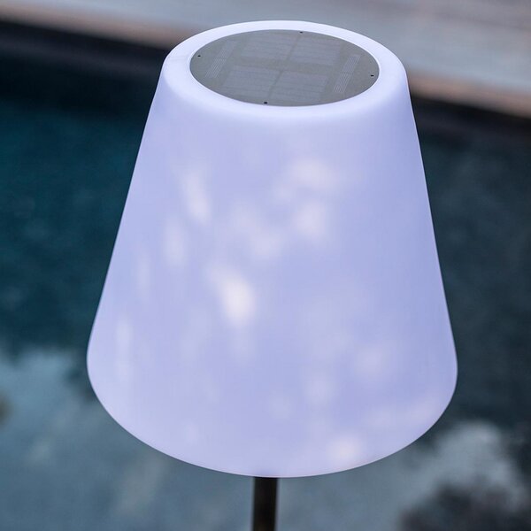 Lumisky LED-sončna terasa svetilka Standy, bela/siva, višina 150 cm, IP44, zatemnjen, Siva, Kovina, Sodobni