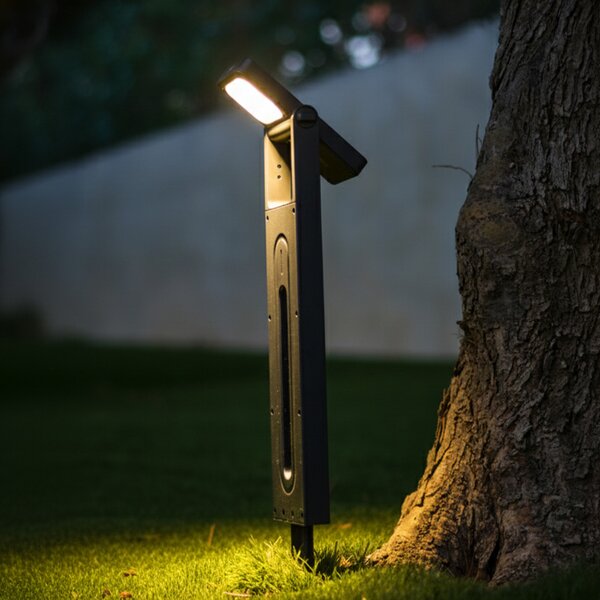 Lumisky LED-sončna talna svetilka Brity, črna, s kolom za zabijanje v zemljo, komplet 2, Črna, Plastika, Sodobni, Zunanji reflektorji / zemeljski trn