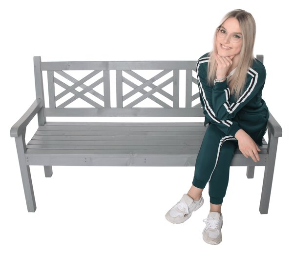 KONDELA Lesena vrtna klop, siva, 150 cm, FABLA
