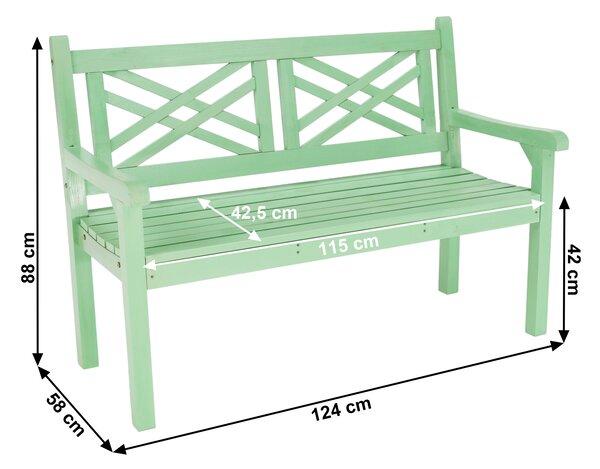 KONDELA Lesena vrtna klop, neo mint, 124 cm, FABLA