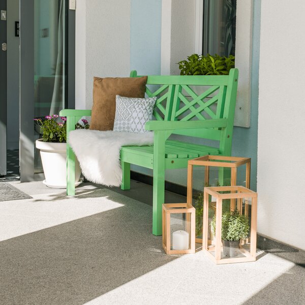 KONDELA Lesena vrtna klop, neo mint, 124 cm, FABLA