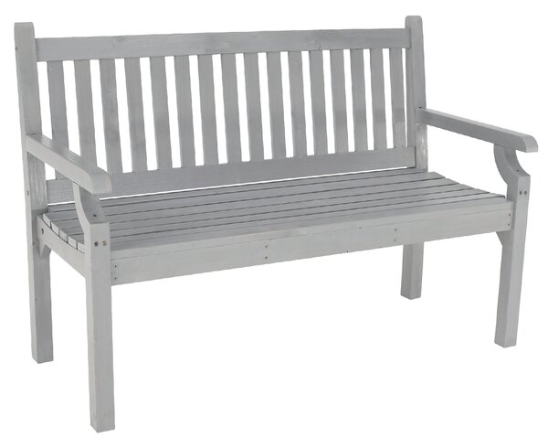 KONDELA Lesena vrtna klop, siva, 124 cm, KOLNA