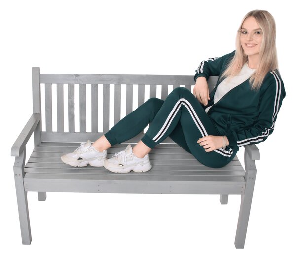 KONDELA Lesena vrtna klop, siva, 124 cm, KOLNA