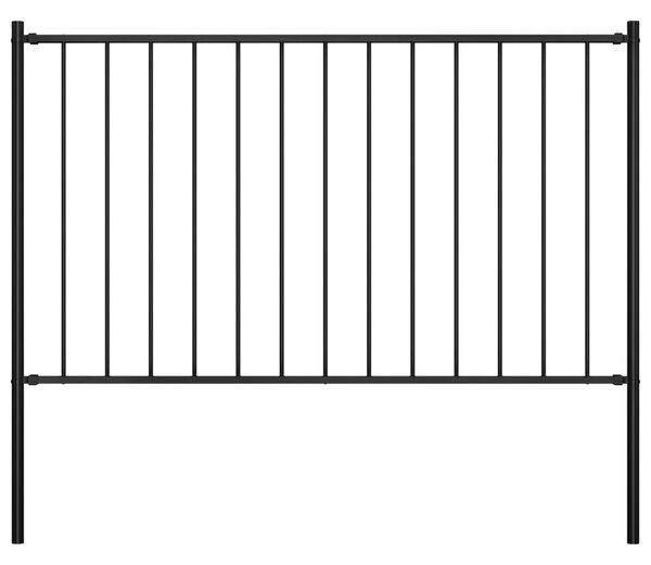 VidaXL Ograjni panel s stebrički premazano jeklo 1,7x1,25 m črn