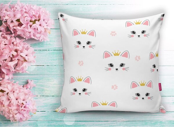 Otroška blazina 43x43 cm White Pink Cat – Mila Home