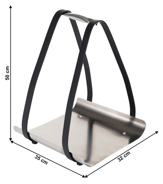 KONDELA Košara za drva, črna/srebrna, kovano železo, TAMILO
