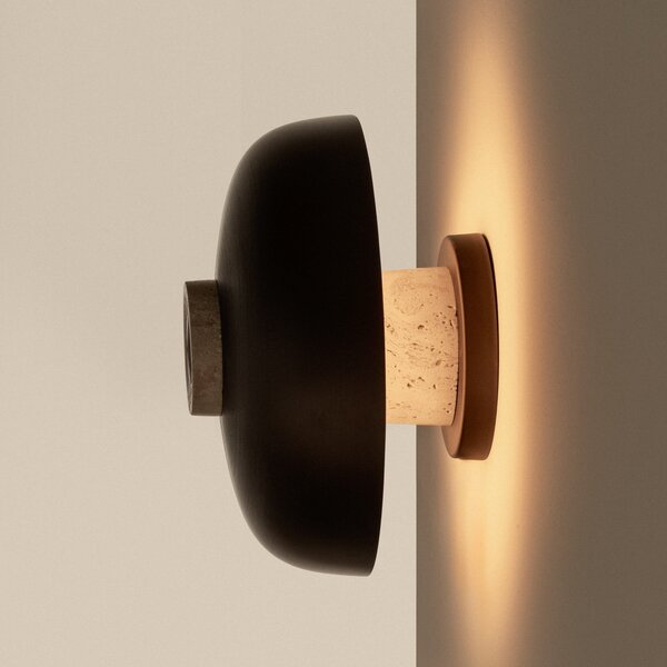 Audo Copenhagen LED-stenna svetilka Reverse, pesek/bron, Ø 24 cm, vrtljivi dimmer, zatemnjen, Bronasta / starinska medenina, Dnevna soba / jedilnica, Aluminij, Dizajn