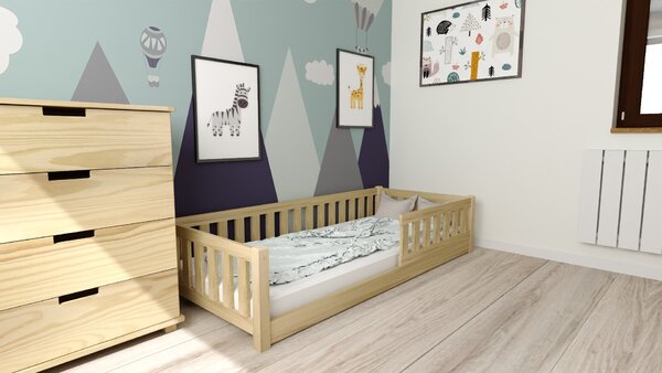 Otroška Montessori postelja PINELO 90 x 200 cm, borovec Posteljno dno: Z lamelno posteljno dno, Vzmetnica: Vzmetnica Deluxe 10 cm