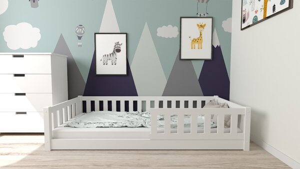 Otroška Montessori postelja PINELO 90 x 200 cm, bela Posteljno dno: Brez posteljnega dna, Vzmetnica: Brez vzmetnice