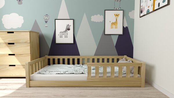 Otroška Montessori postelja PINELO 90 x 200 cm, borovec Posteljno dno: Z lamelno posteljno dno, Vzmetnica: Vzmetnica Deluxe 10 cm