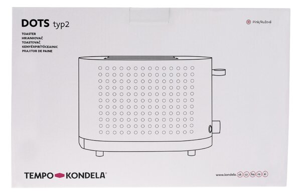 TEMPO-KONDELA DOTS TIP 2, toaster, roza, iz plastike/kovine