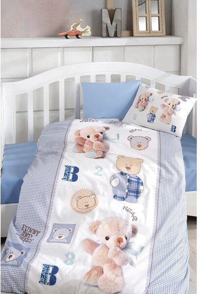 Bombažna otroška posteljnina za otroško posteljico z rjuho/4-delna 100x150 cm Blue Bear – Mila Home