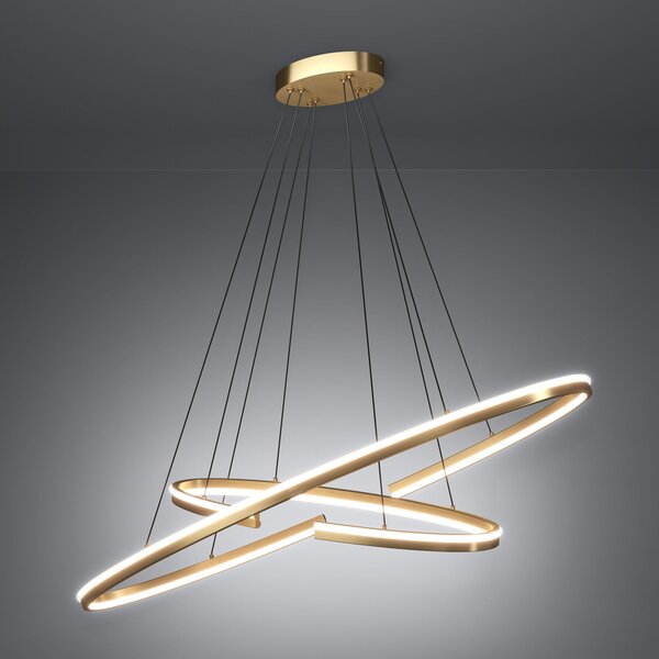 Stars of Light LED-visoka svetilka Bogado, zlata, 120 cm, CCT z možnostjo, zatemnjen, Zlata / medeninasta, Dnevna soba / jedilnica, Kovina, Sodobni