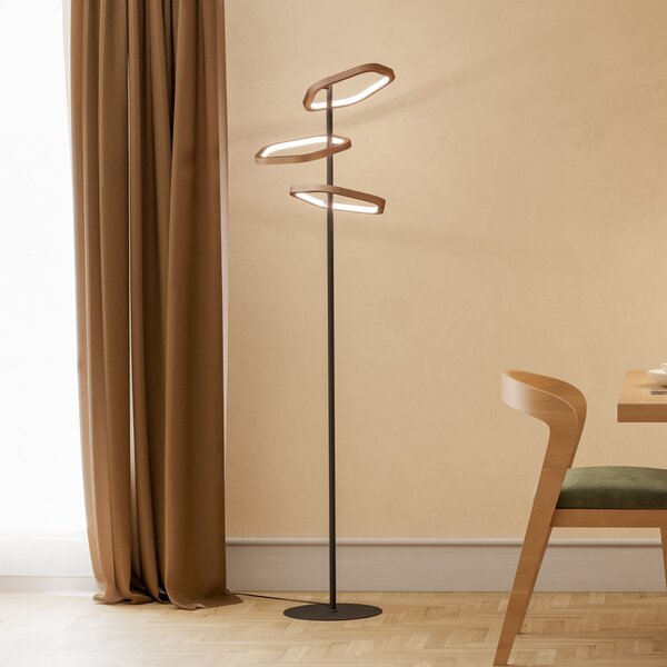 Stars of Light LED-stoječa svetilka Estrella, bronasta/črna, 160 cm, zatemnjen, Bronasta / starinska medenina, Dnevna soba / jedilnica, Kovina, Sodobni
