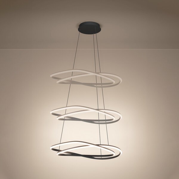Stars of Light LED-visoka svetilka Guntin, siva, 62 cm, kovinska, CCT, zatemnjen, Siva, Dnevna soba / jedilnica, Kovina, Sodobni
