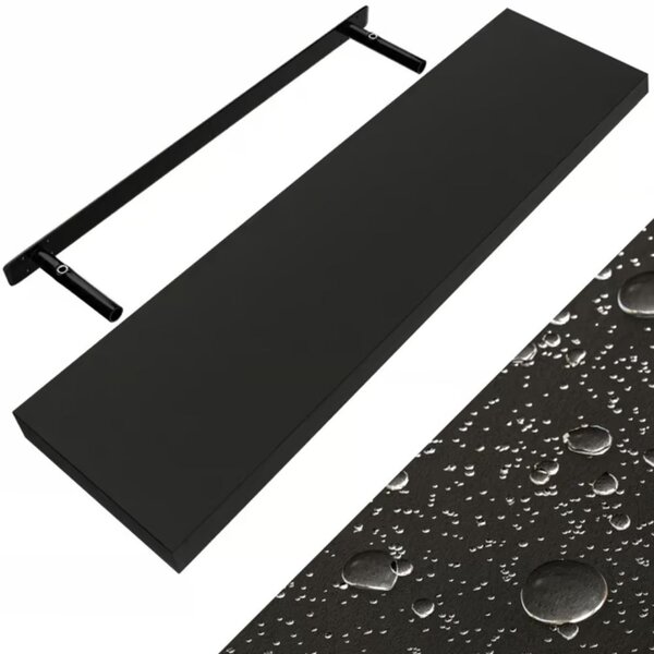 Stenska polica FIGO + konzola, 90cm, črna Casaria