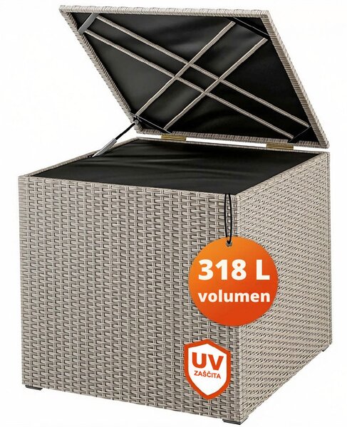 Poliratan škatla za shranjevanje RICCO, 318L, 75x75x70cm, kremna Casaria