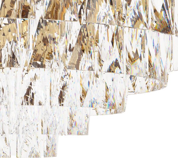 Stars of Light stropna svetilka Valparaiso, zlata, Ø 48 cm, kovina, zatemnjen, Zlata / medeninasta, Dnevna soba / jedilnica, Steklo