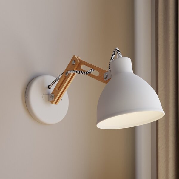 Euluna Stenna lampa Skansen, nastavljiv leseni ročaj, bela, zatemnjen, Les, Dnevna soba / jedilnica, Les, Industrijski dizajn