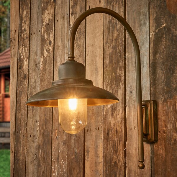 Moretti Luce Zunanja stenska svetilka Casale, višina 60 cm, antična medenina, Bronasta / starinska medenina, Kovina, Antični