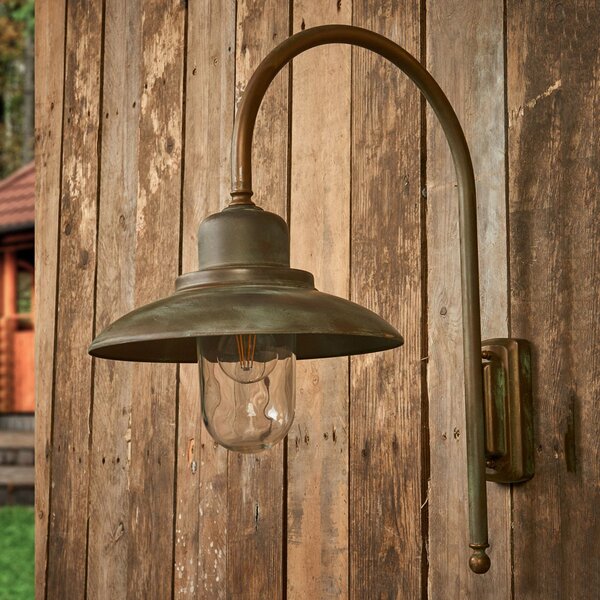 Moretti Luce Zunanja stenska svetilka Casale, višina 60 cm, antična medenina, Bronasta / starinska medenina, Kovina, Antični