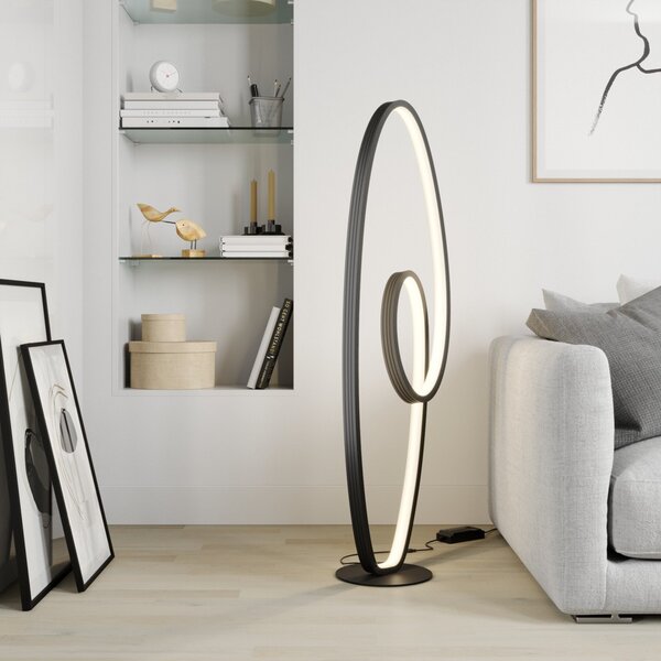 Lucande LED talna svetilka Bronwyn, 122 cm, antracit, aluminij, zatemnjen, Črna, Dnevna soba / jedilnica, Kovina, Sodobni
