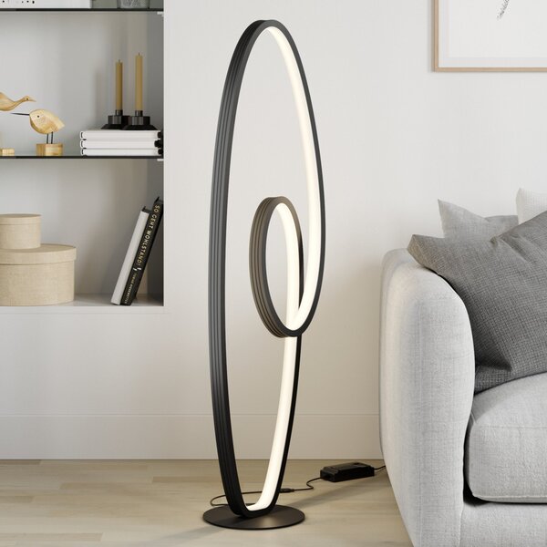Lucande LED talna svetilka Bronwyn, 122 cm, antracit, aluminij, zatemnjen, Črna, Dnevna soba / jedilnica, Kovina, Sodobni