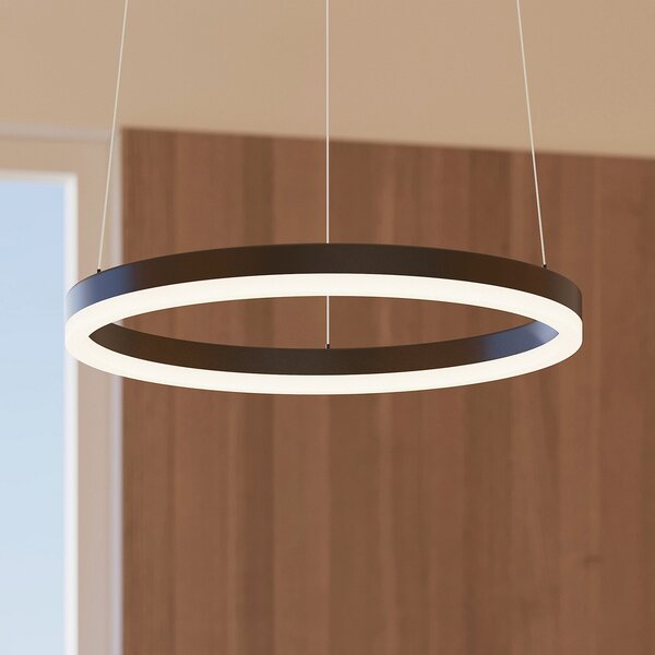 Arcchio LED-visoka svetilka Albiona, črna, 1 obroč, Ø 40 cm, zatemnjen, Črna, Kuhinja, Kovina, Sodobni