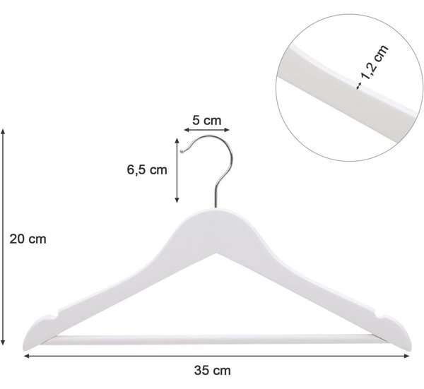 Mali obešalnik 35 cm, Otroški obešalniki, pakiranje 20 kom, beli | SONGMICS