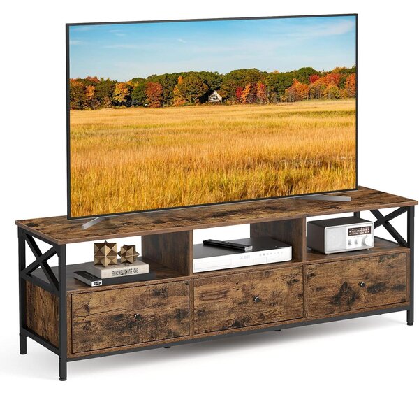 TV stojalo s 3 predali in policami za shranjevanje, 147 x 50 x 40 cm, rustikalno | VASAGLE
