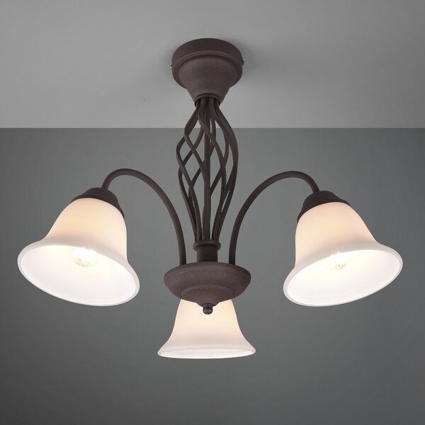 Trio Lighting Stropna svetilka Rustica, rjaste barve, s tremi žarnicami, zatemnjen, Rjava / rjasta, Dnevna soba / jedilnica, Kovina, Antični