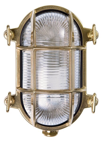 Moretti Luce Zunanja stenska svetilka Tortuga ovalna 17cm medenina naravna/čista, zatemnjen, Zlata / medeninasta, Kovina, Pomorski