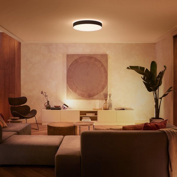 Philips Hue Enrave LED stropna svetilka 55,1 cm črna, zatemnjen, Črna, Dnevna soba / jedilnica, Kovina, Sodobni